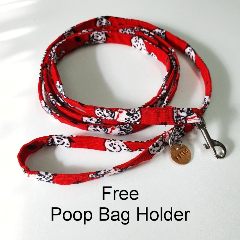 🐶 5 for $15 * Pablo Red Corduroy Fabric Dog Leash